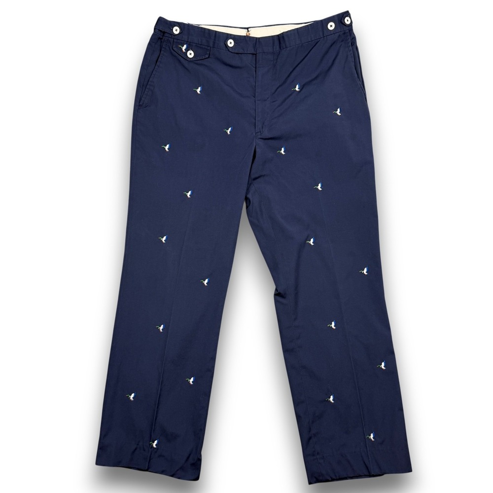 Flying Scotsman Chino Pants Mens 38 Blue Embroidered AOP All-Over-Print Duck VTG